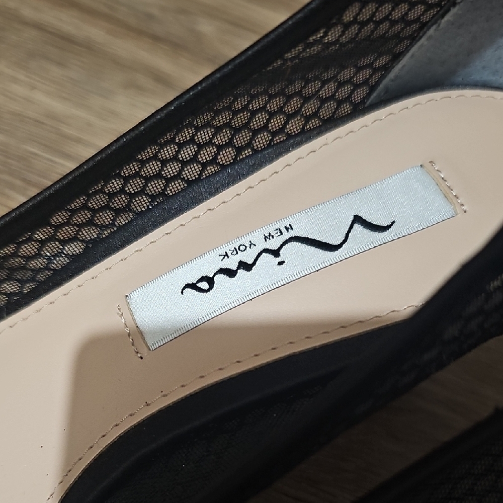 Nina Black Mesh Heels - Picture 7 of 11